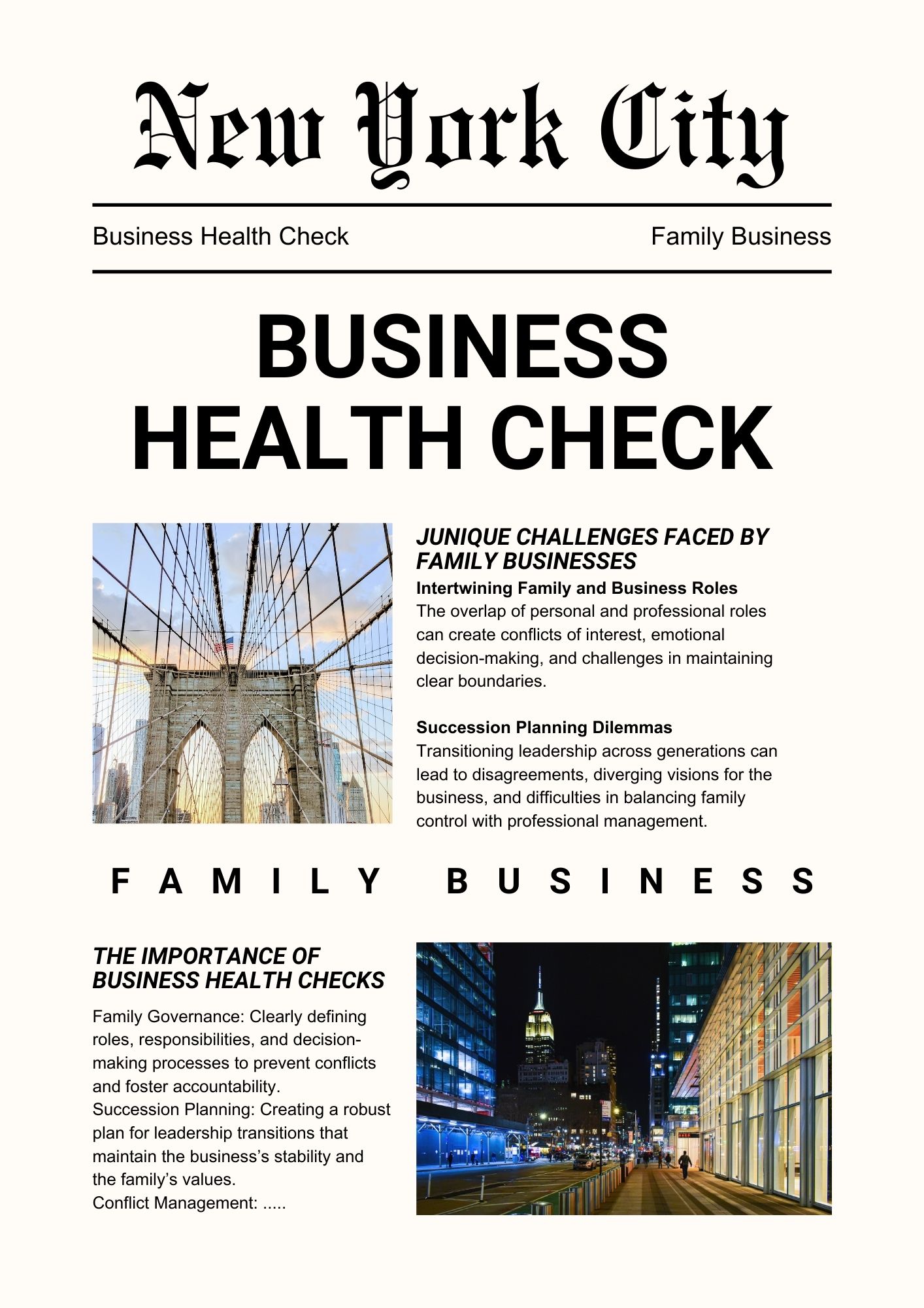 Business Health Checks for Family Businesses: Addressing Unique Challenges and Ensuring Succession Success